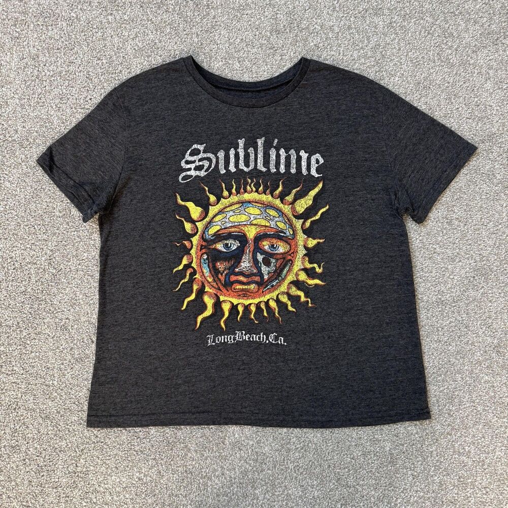Sublime Shirt Womens Large Gray Sun Graphic Band Tee Long Beach CA Rock Music